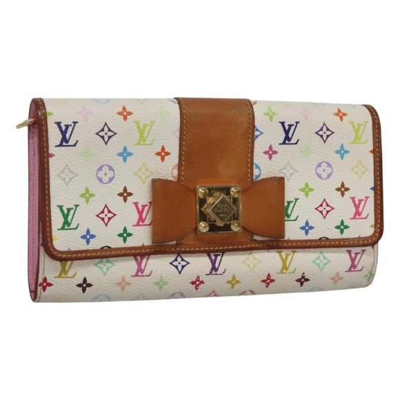 LOUIS VUITTON Multicolor Portefeuille Sara Nu Wallet White M60277 Auth 123723 - Picture 1 of 16